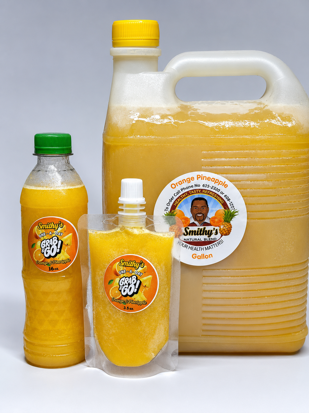 Set Of Orange Pineapple Gallon Is 12Oz Is 5 And Pouch Is